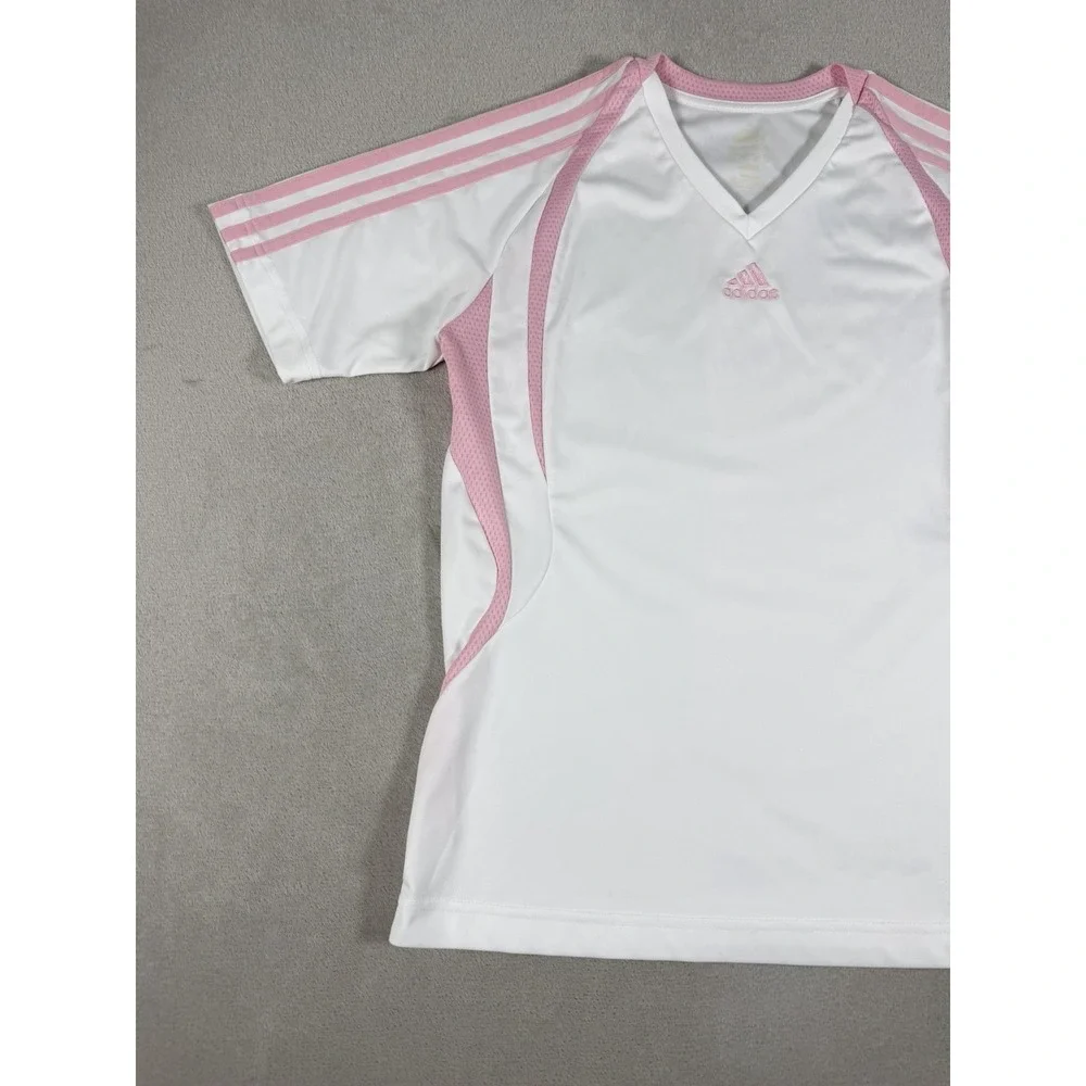 Vintage 2009 Adidas ClimaCool V-Neck Soccer Jersey White Pink Women's Size S - Picture 5 of 16